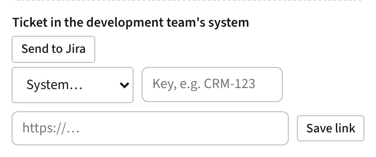 The issue panel with the Send to Jira button